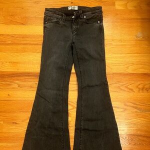 Free People Size 26 Low Rise Black Denim Flare Jeans